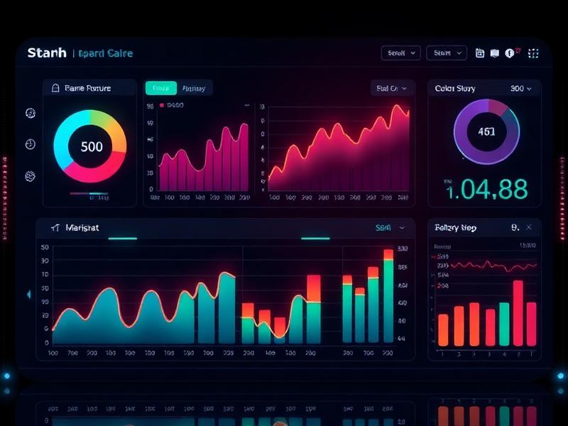 Dashboard financeiro futurista com gráficos e indicadores